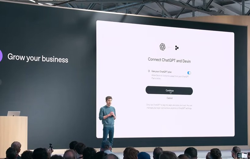 The "Use your ChatGPT plan" switch on the Connect ChatGPT and Devin screen.